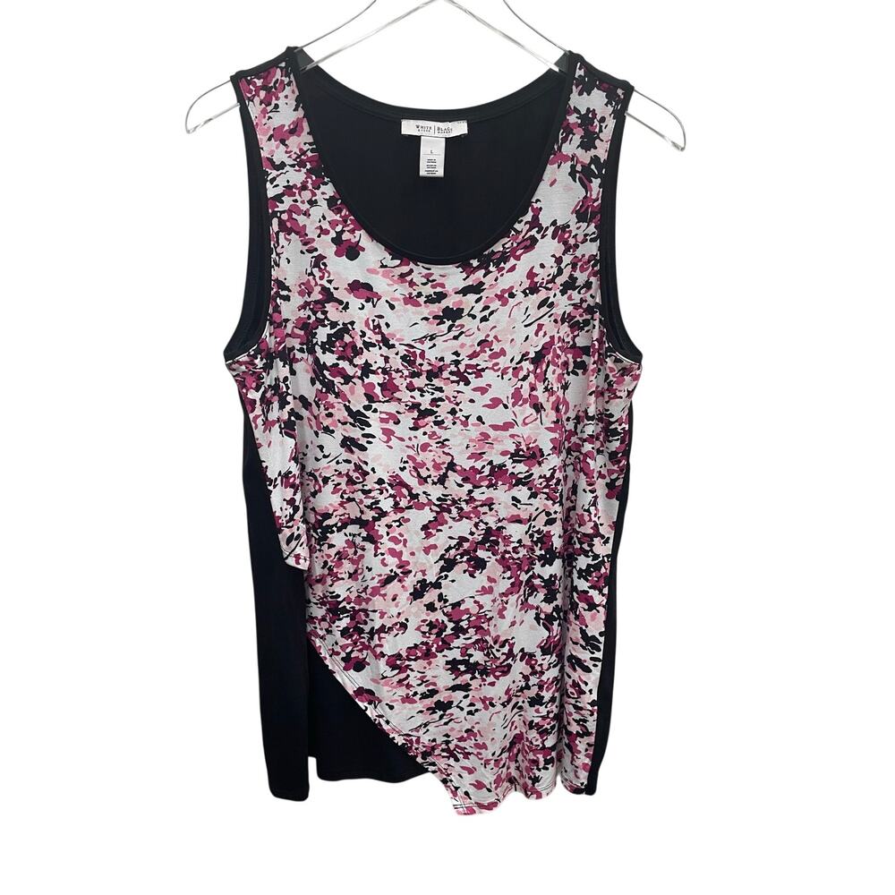 White House Black Market WHBM Sleeveless Abstract Floral Tank Top Size Large